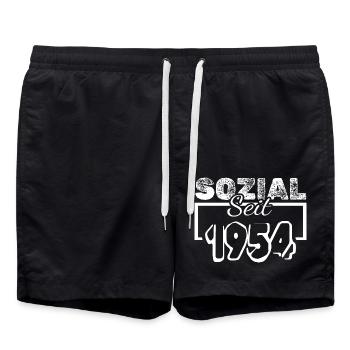 Social Worker 1954 - Swim Trunks - black - Front - AI Model Male 185 light (185cm)