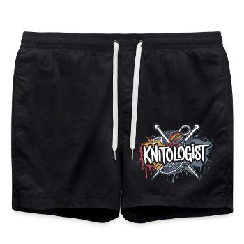 Leidenschaft für Strickkunst - Badeshorts - Schwarz - Vorne - AI Model Male 185 light (185cm)