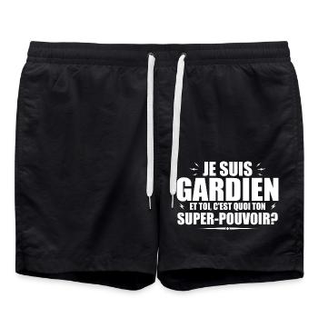 Ich bin ein Hüter. Was ist deine Superkraft? - Badeshorts - Schwarz - Vorne - AI Model Male 185 light (185cm)