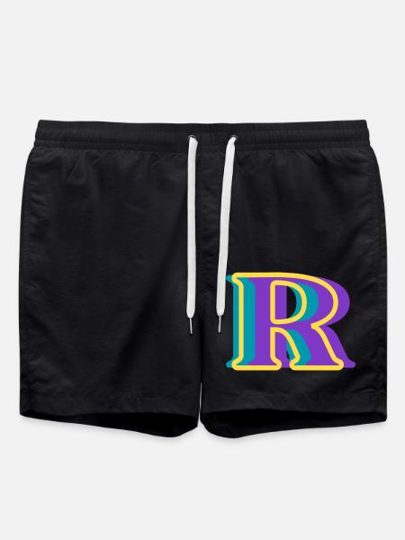 Mehrfarbiger Buchstabe r - Badeshorts - Schwarz