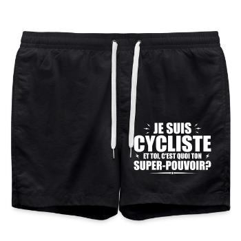 I'm a cyclist. What's your superpower? - Swim Trunks - black - Front - AI Model Male 185 light (185cm)