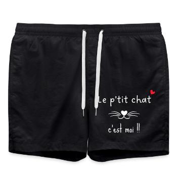 Die kleine Katze bin ich - passende Mama - Badeshorts - Schwarz - Vorne - AI Model Male 185 light (185cm)