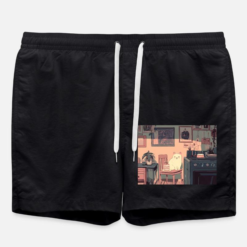 Joyeux anniversaire chat - Short de bain - noir