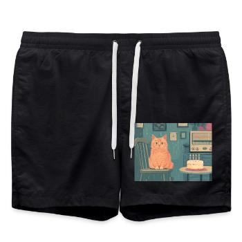 Happy Birthday cat - Badeshorts - Schwarz - Vorne - AI Model Male 185 light (185cm)
