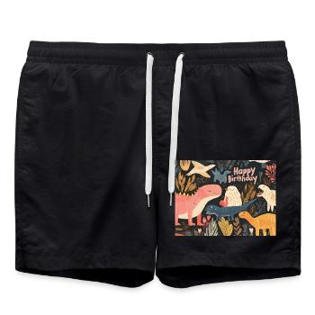 Joyeux anniversaire Dino - Short de bain - noir - Devant - AI Model Male 185 light (185cm)