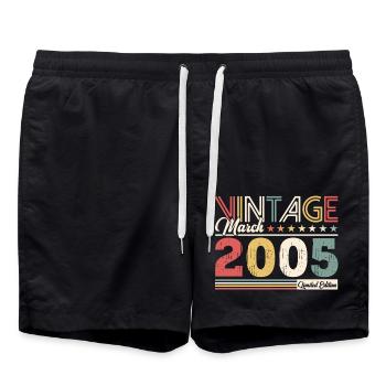 20. Geburtstag Geschenk Mann Vintage März 2005 - Badeshorts - Schwarz - Vorne - AI Model Male 185 light (185cm)