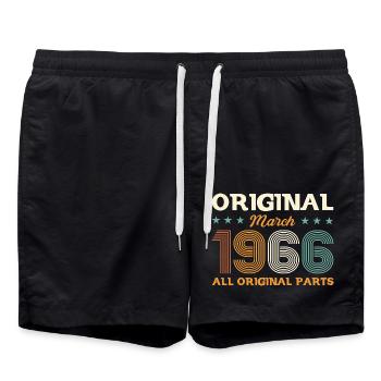 60. Geburtstag Geschenk Mann Original März 1966 - Badeshorts - Schwarz - Vorne - AI Model Male 185 light (185cm)