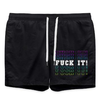 FUCK IT! -> Final Thoughts before any decision - Swim Trunks - black - Front - AI Model Male 185 light (185cm)