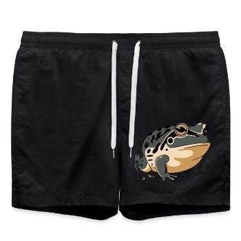 Unique Frog Illustration - Swim Trunks - black - Front - AI Model Male 185 light (185cm)