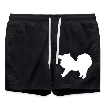 Spitz weiß - Badeshorts - Schwarz - Vorne - AI Model Male 185 light (185cm)