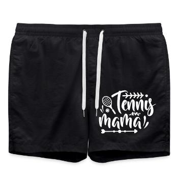 Tennis Mama Tennisspieler Spruch Geschenk Sport - Badeshorts - Schwarz - Vorne - AI Model Male 185 light (185cm)