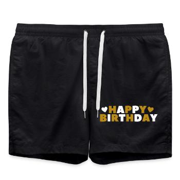 Joyeux anniversaire Salutation d’anniversaire Cadeau d’anniversaire - Short de bain - noir - Devant - AI Model Male 185 light (185cm)