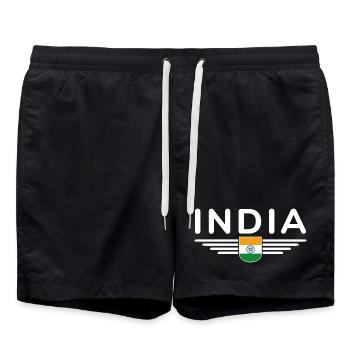 J’aime l’Inde, Tenue T-Shirt Design Cadeau - Short de bain - noir - Devant - AI Model Male 185 light (185cm)