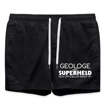 Geologist Superhero Geology - Swim Trunks - black - Front - AI Model Male 185 light (185cm)