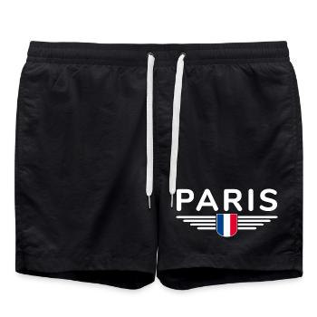 Paris Frankreich Outfit T-Shirt Design Geschenk - Badeshorts - Schwarz - Vorne - AI Model Male 185 light (185cm)
