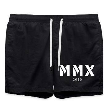 Roman numeral year of birth Made in 2010 - Swim Trunks - black - Front - AI Model Male 185 light (185cm)
