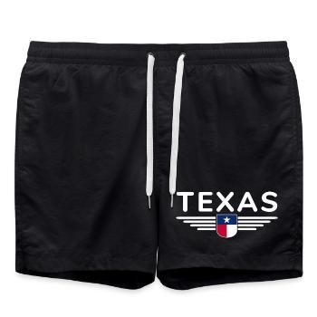 Texas Fan T-Shirt – Lone Star Style - Short de bain - noir - Devant - AI Model Male 185 light (185cm)