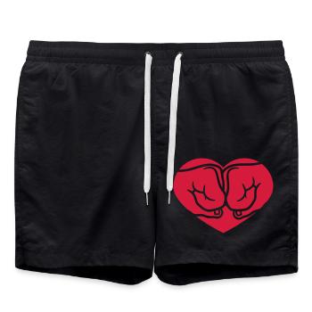 rot symbol herz liebe 2 beste freunde einschlagen - Badeshorts - Schwarz - Vorne - AI Model Male 185 light (185cm)