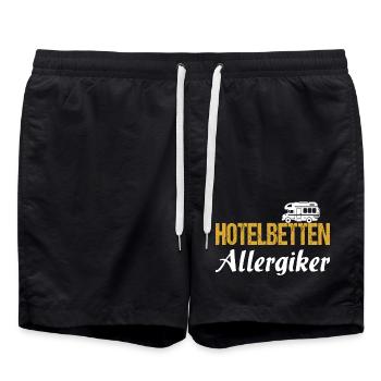 Wohnmobil Camping Hotelbetten Allergiker - Badeshorts - Schwarz - Vorne - AI Model Male 185 light (185cm)
