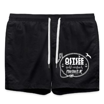 Ostseeliebe - Ostsee geht immer ! - Badeshorts - Schwarz - Vorne - AI Model Male 185 light (185cm)