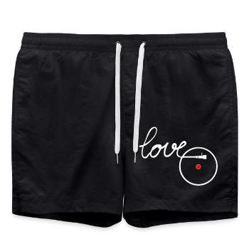 J'aime la musique platine tourne-disque tourne-disque - Short de bain - noir - Devant - AI Model Male 185 light (185cm)