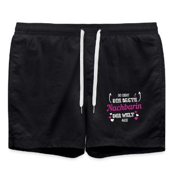 So sieht die beste Nachbarin der Welt aus! - Badeshorts - Schwarz - Vorne - AI Model Male 185 light (185cm)