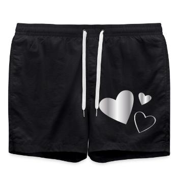 Coeurs argent - Short de bain - noir - Devant - AI Model Male 185 light (185cm)