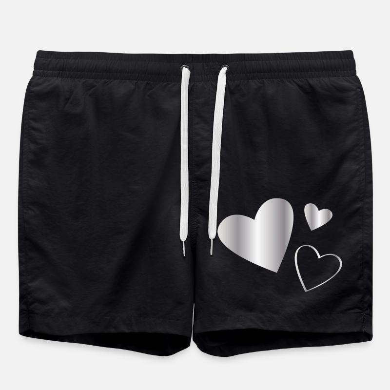 Hearts silver - Swim Trunks - black