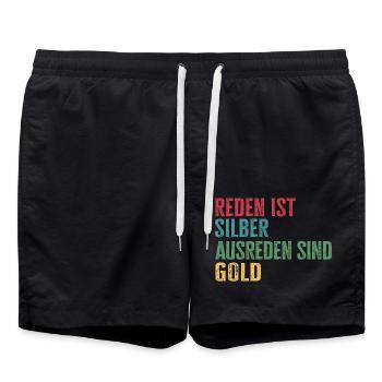 Reden ist silber Ausreden sind Gold - Badeshorts - Schwarz - Vorne - AI Model Male 185 light (185cm)