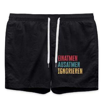 Ignorieren Einatmen Ausatmen lustiger Spruch - Badeshorts - Schwarz - Vorne - AI Model Male 185 light (185cm)