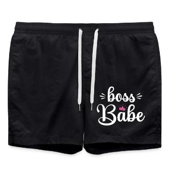 Chefin Boss babe Geschäftsfrau Vorgesetzte - Badeshorts - Schwarz - Vorne - AI Model Male 185 light (185cm)