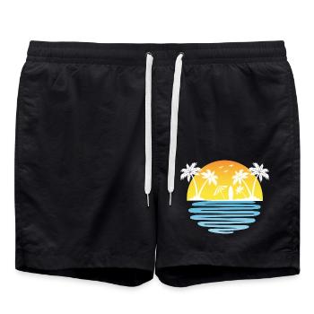 Palmiers Été soleil mer et plage - Short de bain - noir - Devant - AI Model Male 185 light (185cm)