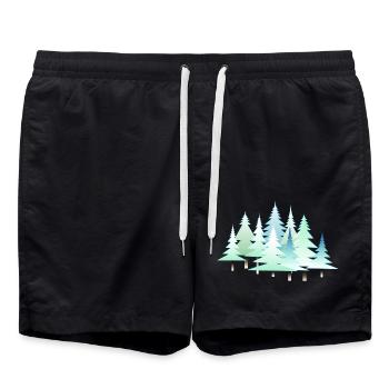 Weihnachten Winter Tannen Winterlandschaft Wald - Badeshorts - Schwarz - Vorne - AI Model Male 185 light (185cm)