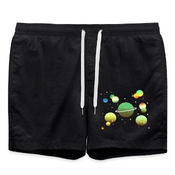Galaxie spatiale Planète Étoiles - Short de bain - noir - Devant - AI Model Male 185 light (185cm)