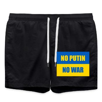 PAS DE POUTINE PAS DE GUERRE - Drapeau de l’Ukraine - Short de bain - noir - Devant - AI Model Male 185 light (185cm)
