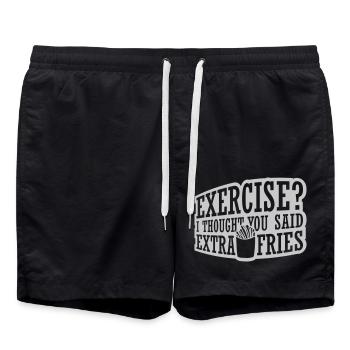 Exercise Extra Fries Zitat - Badeshorts - Schwarz - Vorne - AI Model Male 185 light (185cm)