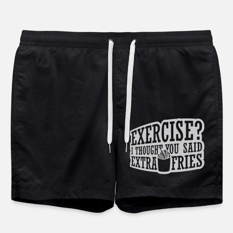 Exercise Extra Fries Quote - Swim Trunks - black