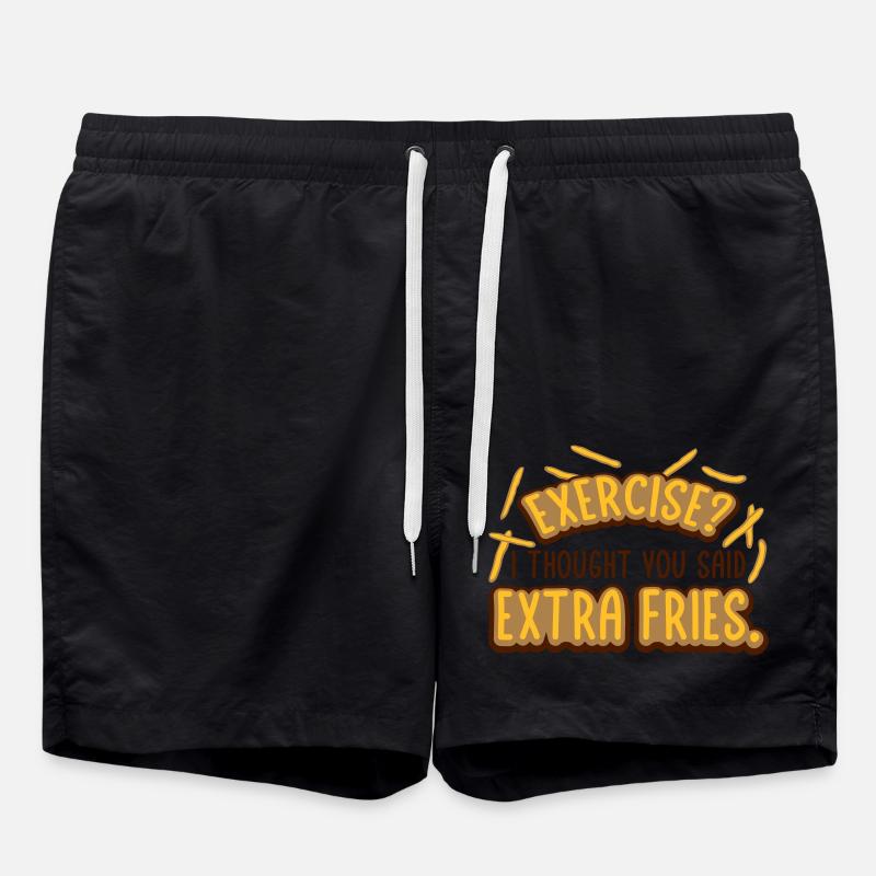 Exercise Extra Fries Zitat - Badeshorts - Schwarz