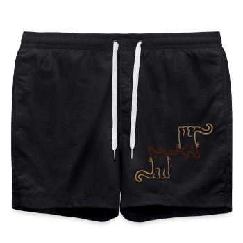 Meow 2 süße Katzen - Badeshorts - Schwarz - Vorne - AI Model Male 185 light (185cm)