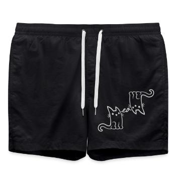 2 süße Katzen Meow - Badeshorts - Schwarz - Vorne - AI Model Male 185 light (185cm)