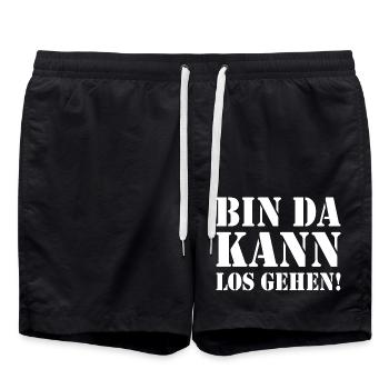 Bin da kann losgehen - Badeshorts - Schwarz - Vorne - AI Model Male 185 light (185cm)