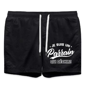 Je Suis Un Parrain Qui Déchire - Short de bain - noir - Devant - AI Model Male 185 light (185cm)