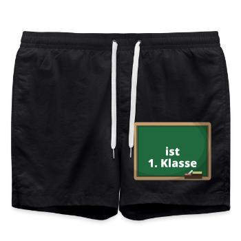 Schulanfänger Shirt mit Namen Erste Klasse Schule - Badeshorts - Schwarz - Vorne - AI Model Male 185 light (185cm)