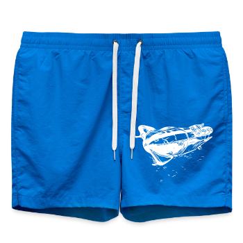 Winter sports enthusiasts and bobsledders Four-man bobsleigh in the ice channel - Swim Trunks - cobalt blue - Front