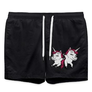 2 Licornes dansantes Dabbing - Short de bain - noir - Devant - AI Model Male 185 light (185cm)