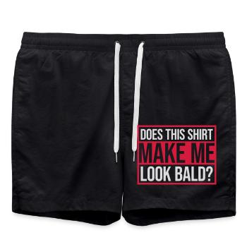 look bald shirt quote - Swim Trunks - black - Front - AI Model Male 185 light (185cm)