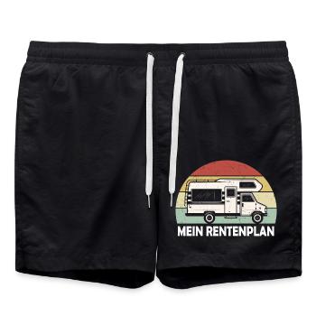 Camper Design – Mein Rentenplan Wohnmobil - Badeshorts - Schwarz - Vorne - AI Model Male 185 light (185cm)