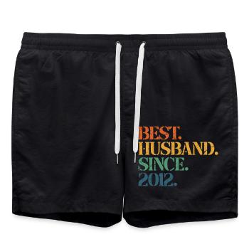 Best Husband Since 2012, 11 Years Anniversary Gift - Swim Trunks - black - Front - AI Model Male 185 light (185cm)