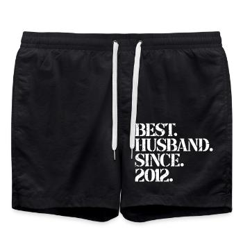 Best Husband Since 2012, 11 Years Anniversary Gift - Swim Trunks - black - Front - AI Model Male 185 light (185cm)