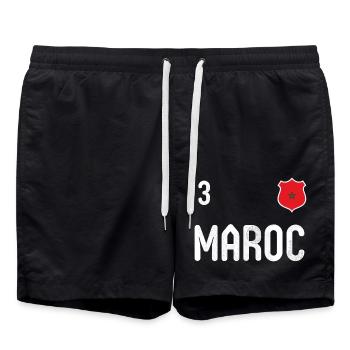 Teeshirt Maroc avec le numéro 3 - Short de bain - noir - Devant - AI Model Male 185 light (185cm)